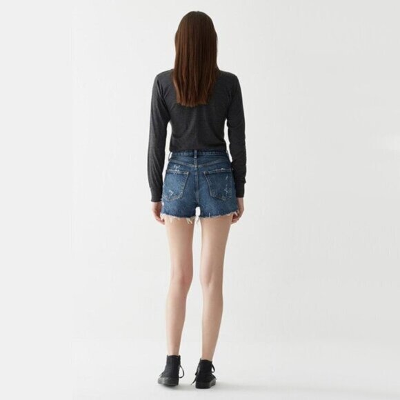 NWT Agolde Jaden high-rise cutoff denim jean shorts 31 - Picture 7 of 9